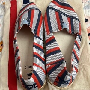 Toms Striped Slip-On Flats in Red, Navy & White